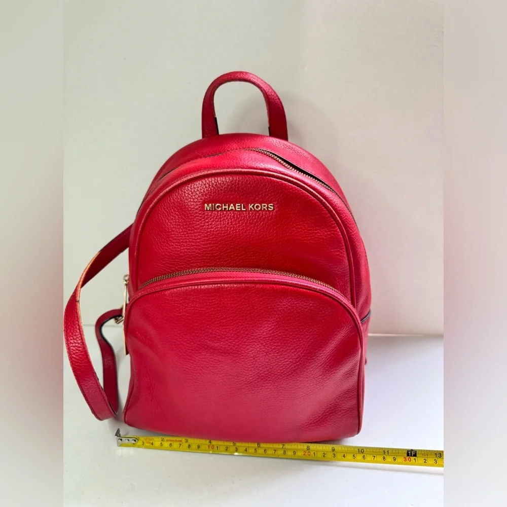 Michael Kors Backpack Abbey Medium Bag Red Pebbled Leather